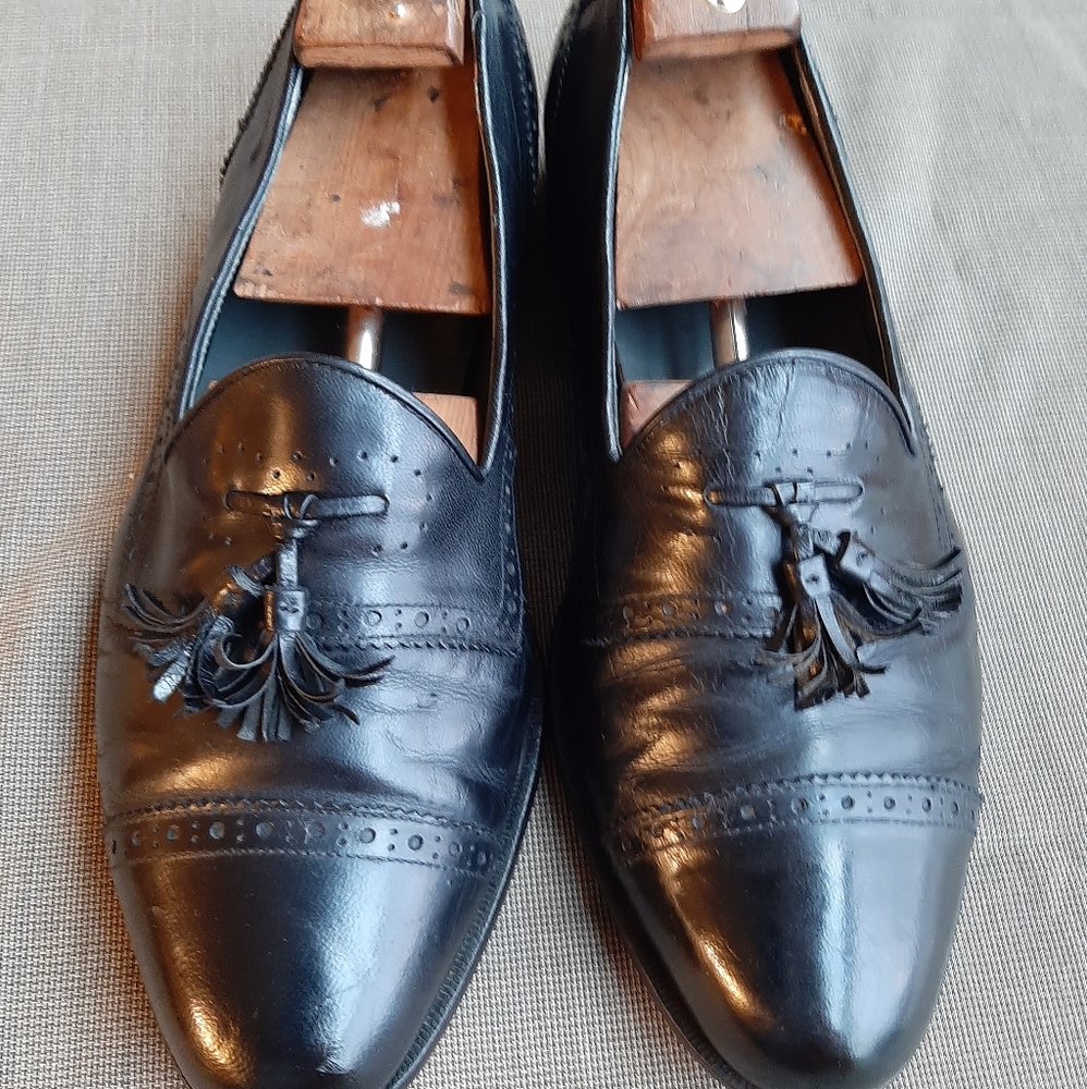 JOHN WEITZ  MENS BLACK LEATHER LOAFERS SIZE 11EEE